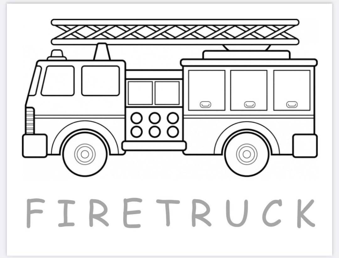 Firetruck Coloring Sheet Etsy Firetruck Coloring Sheet Etsy