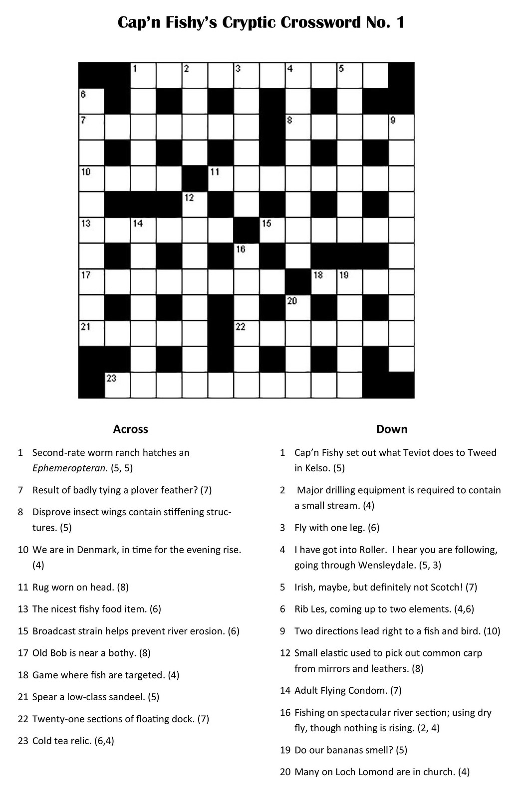 Fishing Crossword Fly Fishing Forum