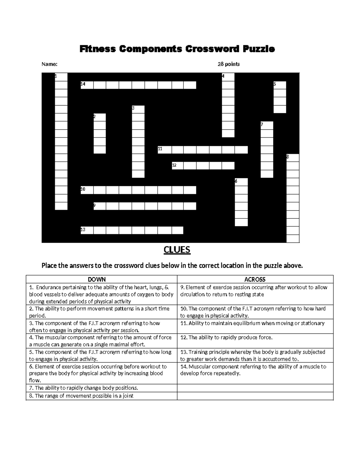 Fitness Components Crossword Puzzle For PE 101 28 Pts Studocu Fitness Components Crossword Puzzle For PE 101 28 Pts Studocu