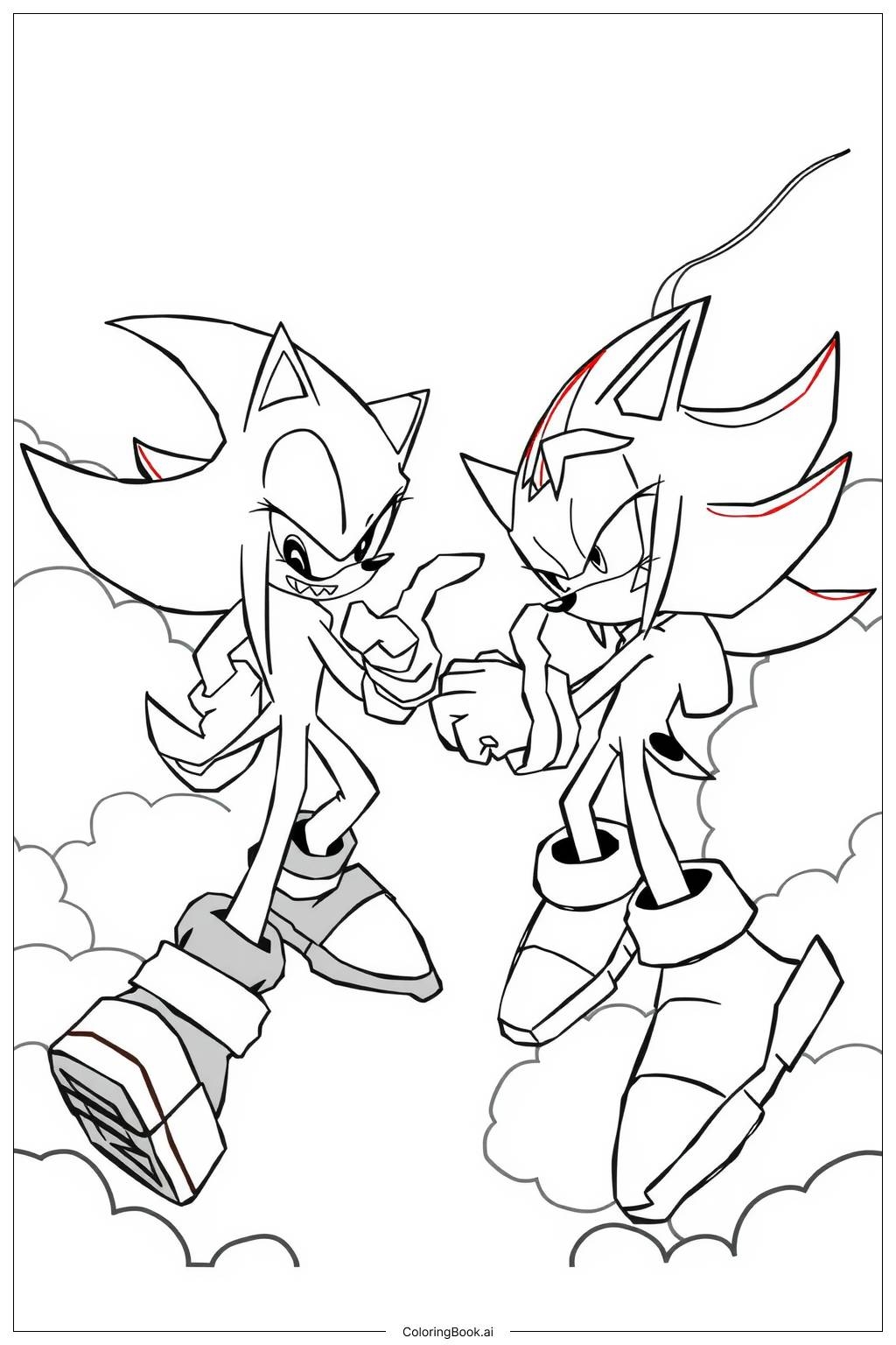 Fleetway Super Sonic Fighting Shadow In The Sky Coloring Page Free PDF PNG Printable Fleetway Super Sonic Fighting Shadow In The Sky Coloring Page Free PDF PNG Printable