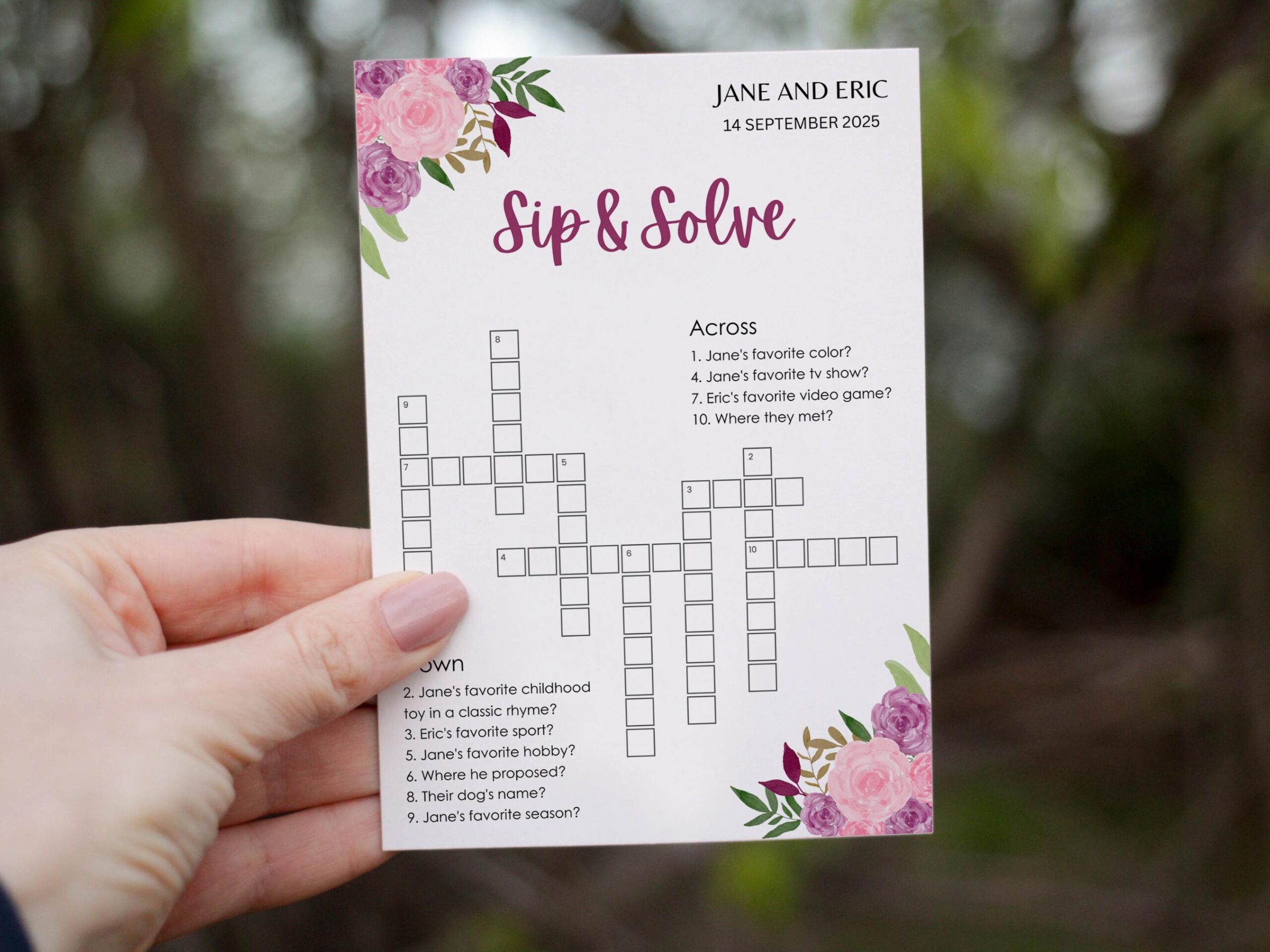 Floral Wedding Crossword Puzzle Rose Bouquet Printable Game digital Download Etsy UK Floral Wedding Crossword Puzzle Rose Bouquet Printable Game digital Download Etsy UK