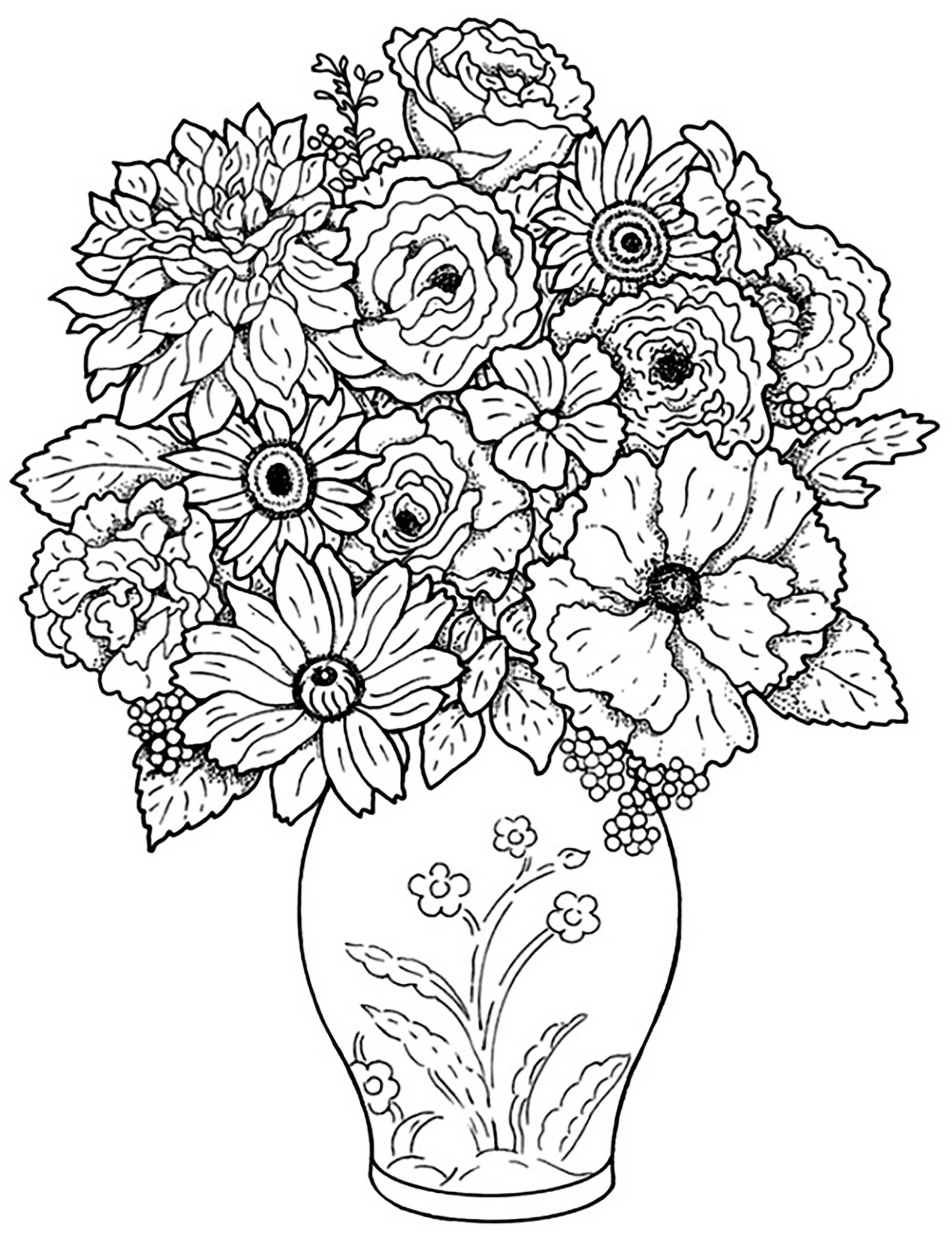 Flower Bouquet Flower Coloring Pages For Kids Flower Bouquet Flower Coloring Pages For Kids