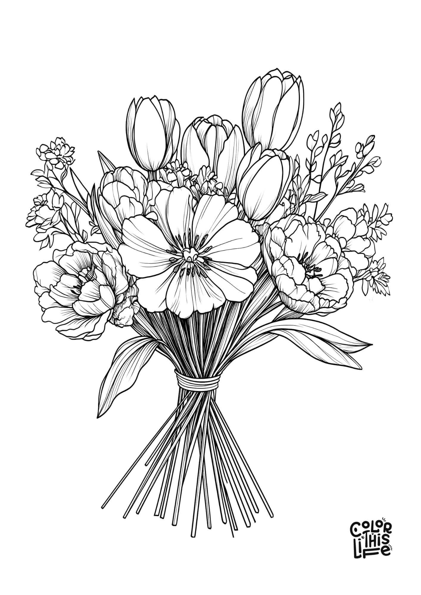 Flower Coloring Pages For Adults Free Printable Flower Coloring Pages For Adults Free Printable