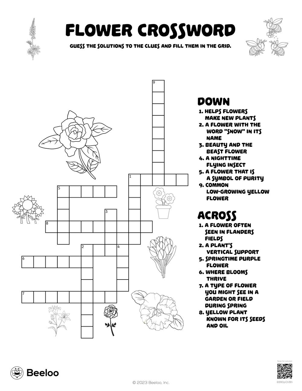 Flower Crossword Beeloo Printable Crafts And Activities For Kids Flower Crossword Beeloo Printable Crafts And Activities For Kids