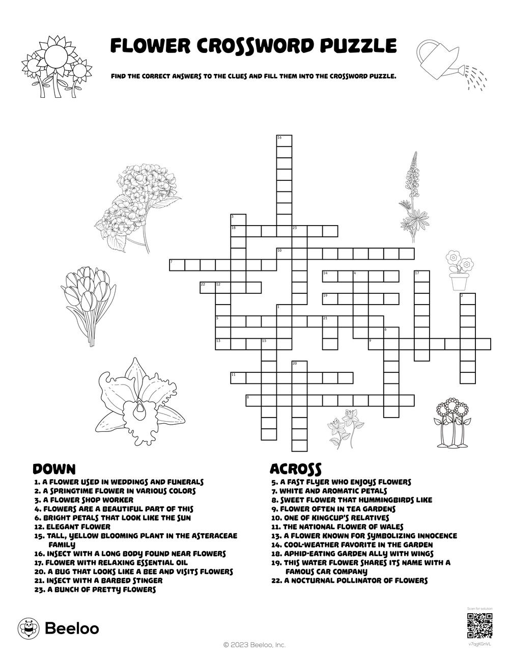 Flower Crossword Puzzle Beeloo Printable Crafts And Activities For Kids Flower Crossword Puzzle Beeloo Printable Crafts And Activities For Kids