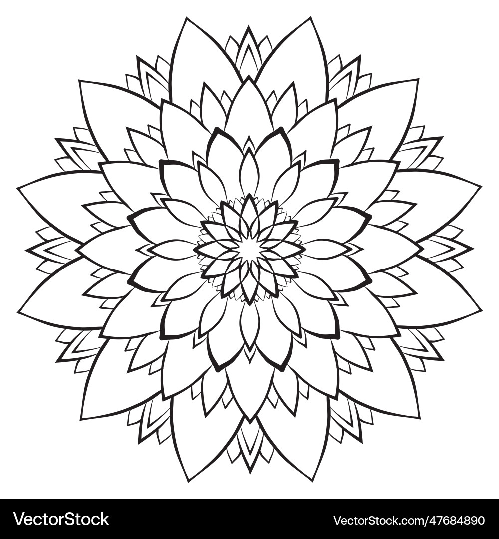 Flower Mandala Coloring Page Simple Symmetric Vector Image Flower Mandala Coloring Page Simple Symmetric Vector Image