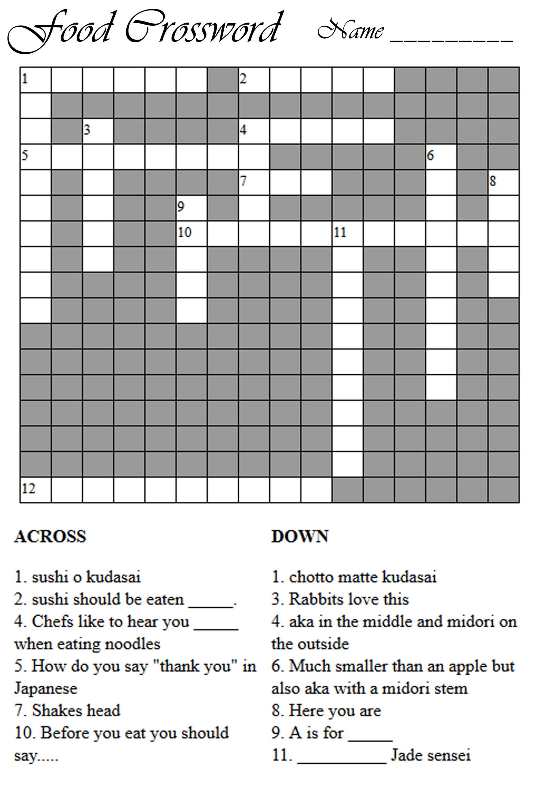 Food Crossword Marimosou Food Crossword Marimosou
