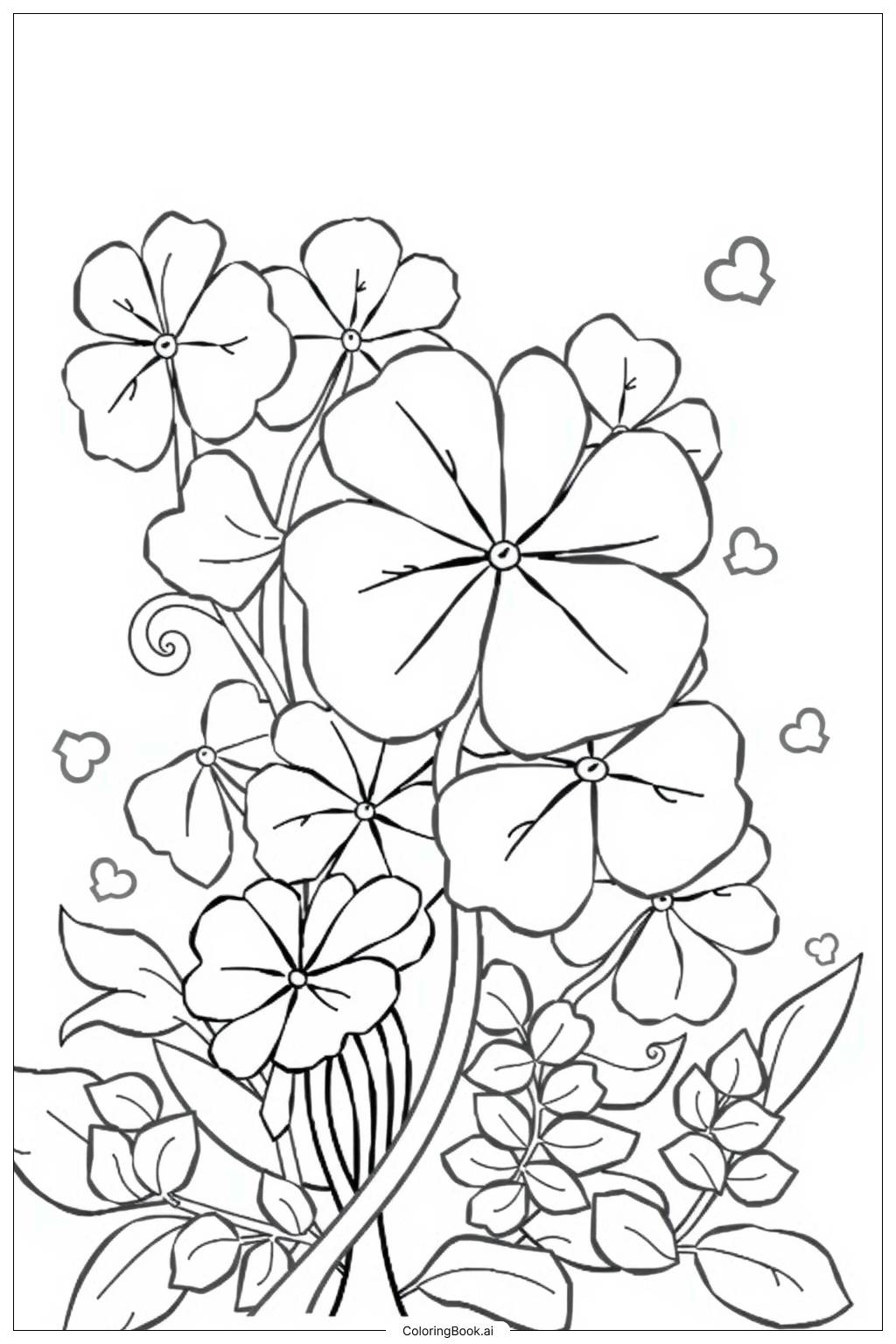 Four Leaf Clover In A Bed Of Green Leaves 2 Coloring Page Free PDF PNG Printable Four Leaf Clover In A Bed Of Green Leaves 2 Coloring Page Free PDF PNG Printable