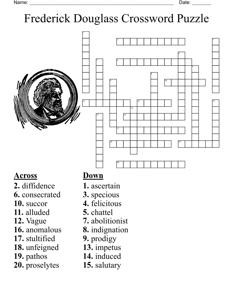 Frederick Douglass Crossword Puzzle WordMint Frederick Douglass Crossword Puzzle WordMint