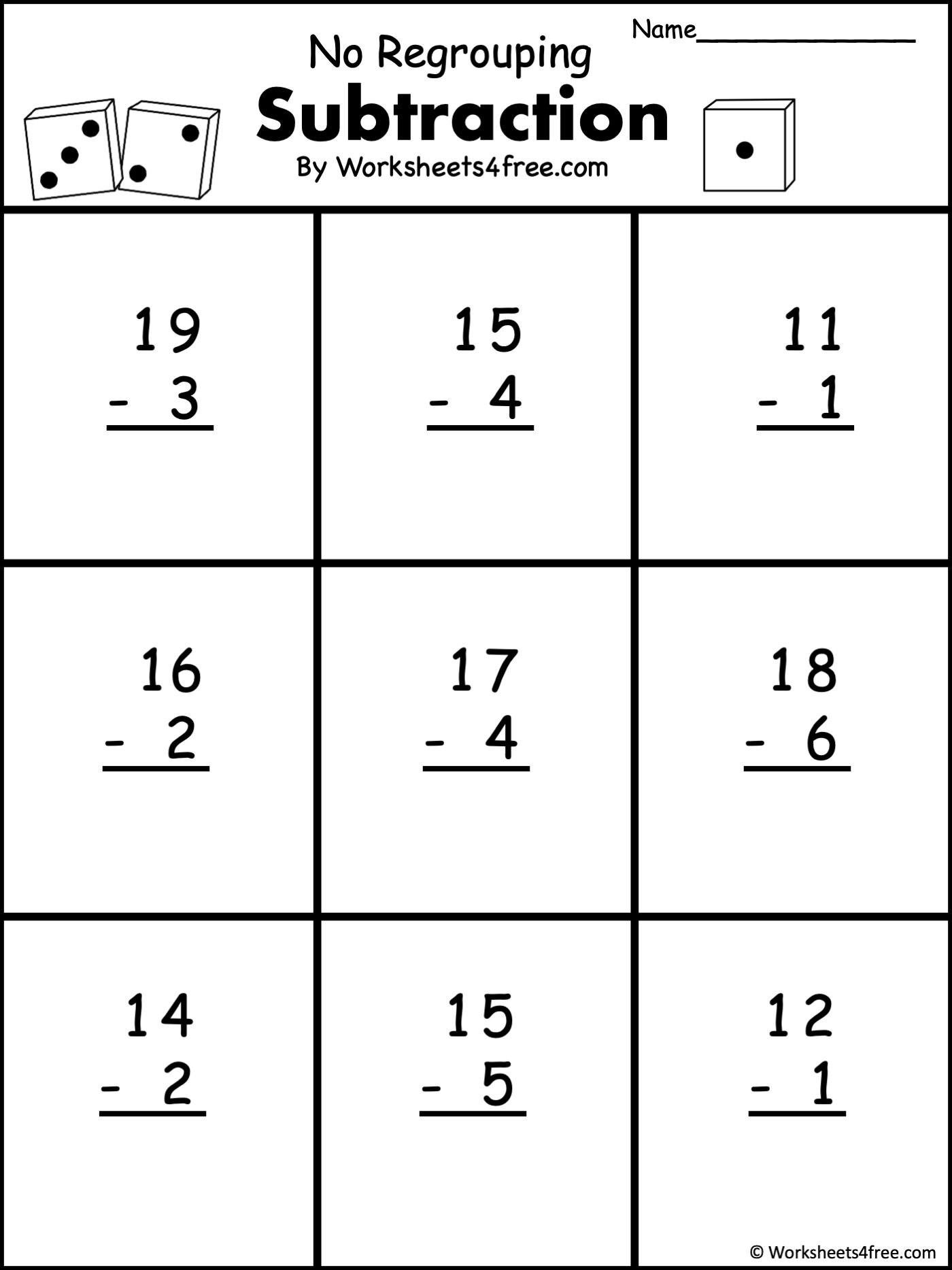 Free 2 Digit Subtraction Worksheet No Regrouping Worksheets4Free Free 2 Digit Subtraction Worksheet No Regrouping Worksheets4Free