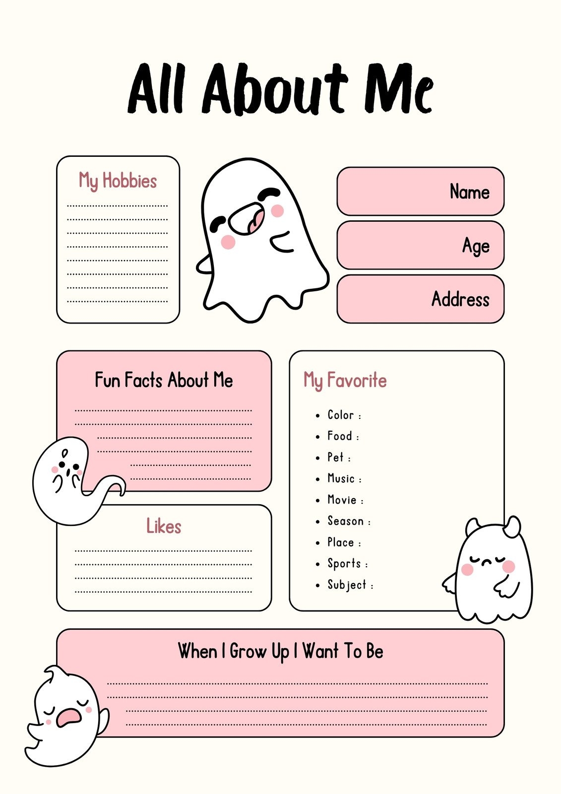 Free And Printable All About Me Worksheet Templates Canva Free And Printable All About Me Worksheet Templates Canva