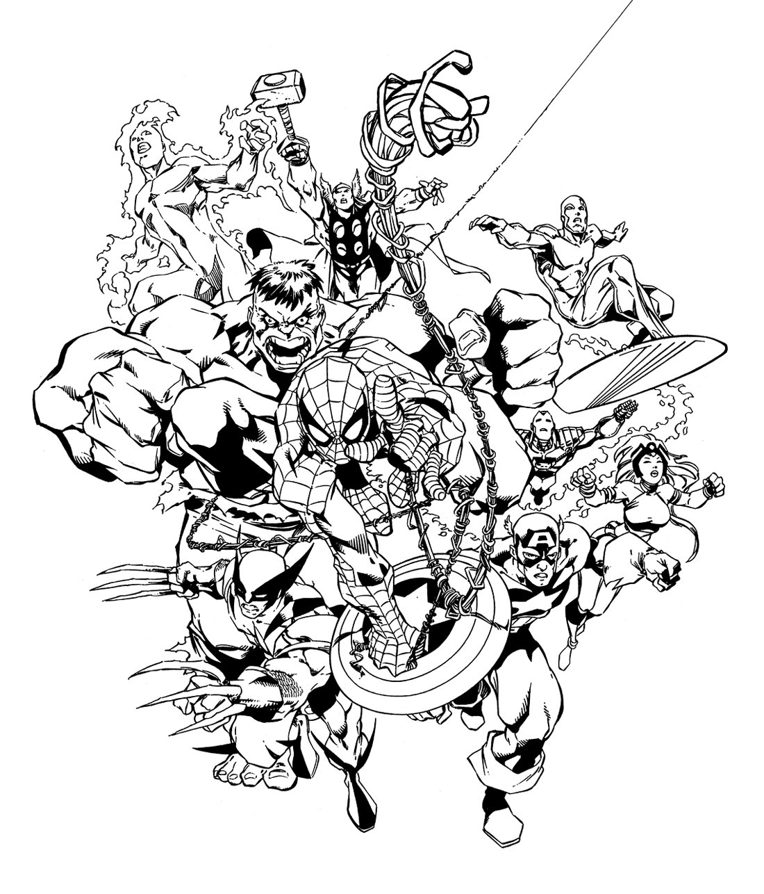 avengers colouring in pages