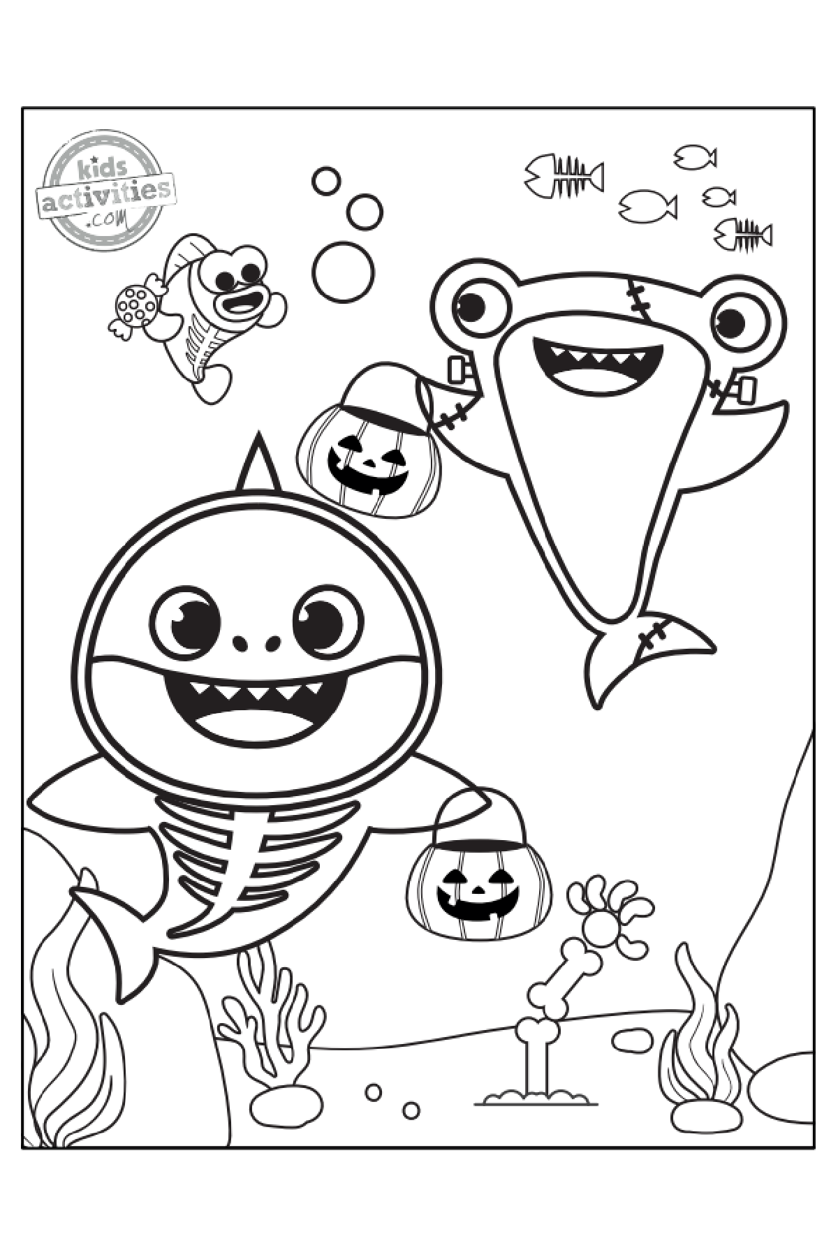 Free Baby Shark Halloween Coloring Pages Kids Activities Blog
