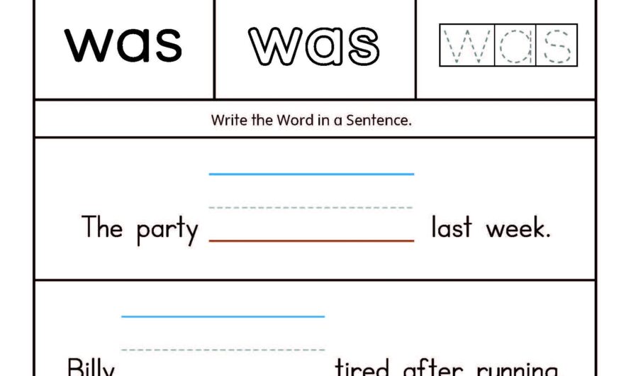 Sight Word Was Worksheet