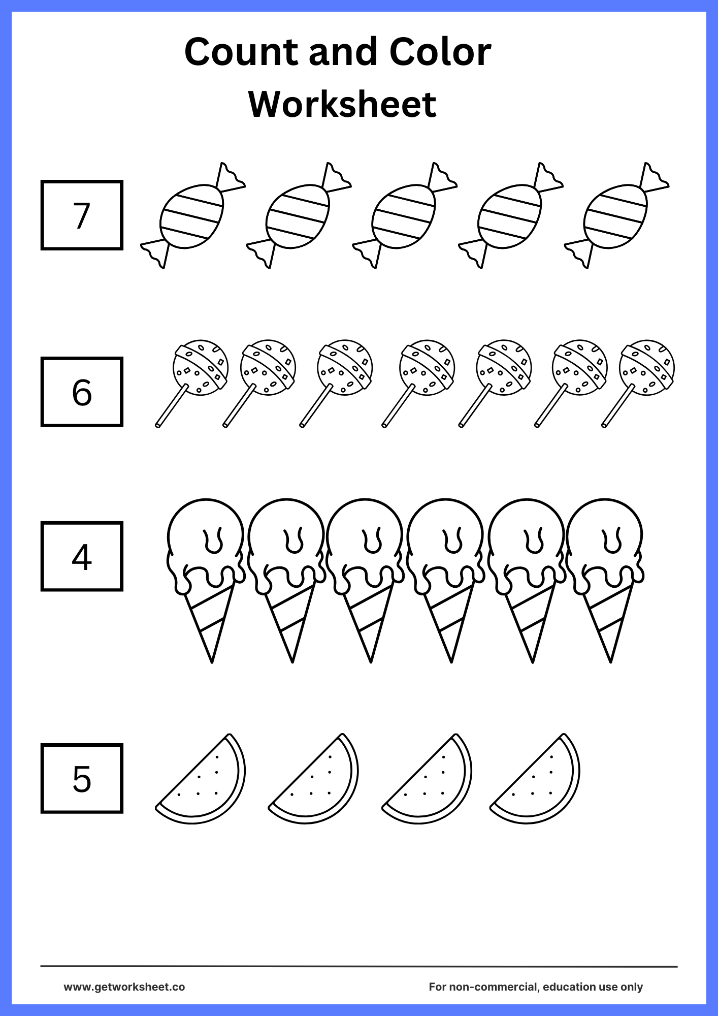 count and color worksheets