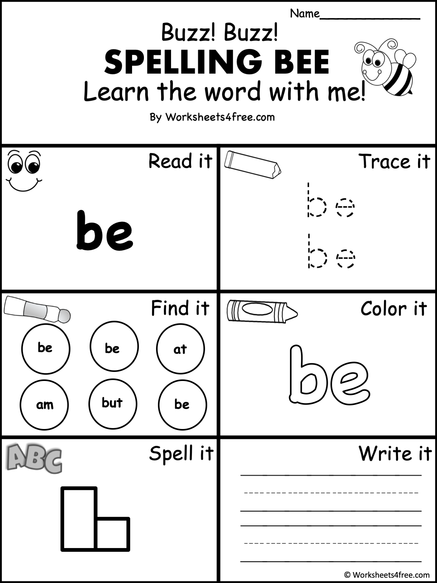Free Dolch Sight Word Worksheet Be Worksheets4Free Free Dolch Sight Word Worksheet Be Worksheets4Free