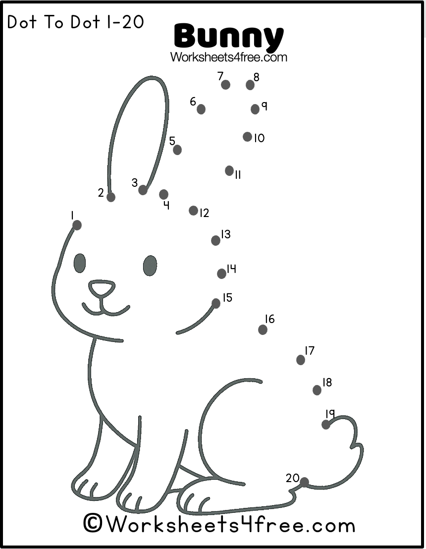 Free Dot To Dot Bunny Numbers 1 To 20 Worksheets4Free Free Dot To Dot Bunny Numbers 1 To 20 Worksheets4Free
