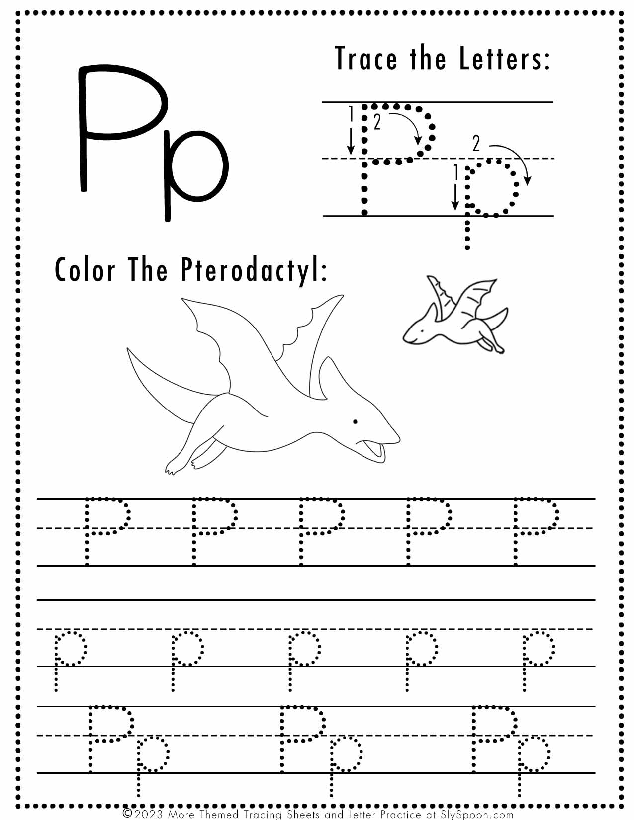 Free Letter P Tracing Worksheet Printable Dinosaur Themed Sly Spoon Free Letter P Tracing Worksheet Printable Dinosaur Themed Sly Spoon