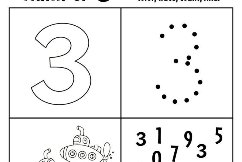 Number 3 Worksheets For Preschool