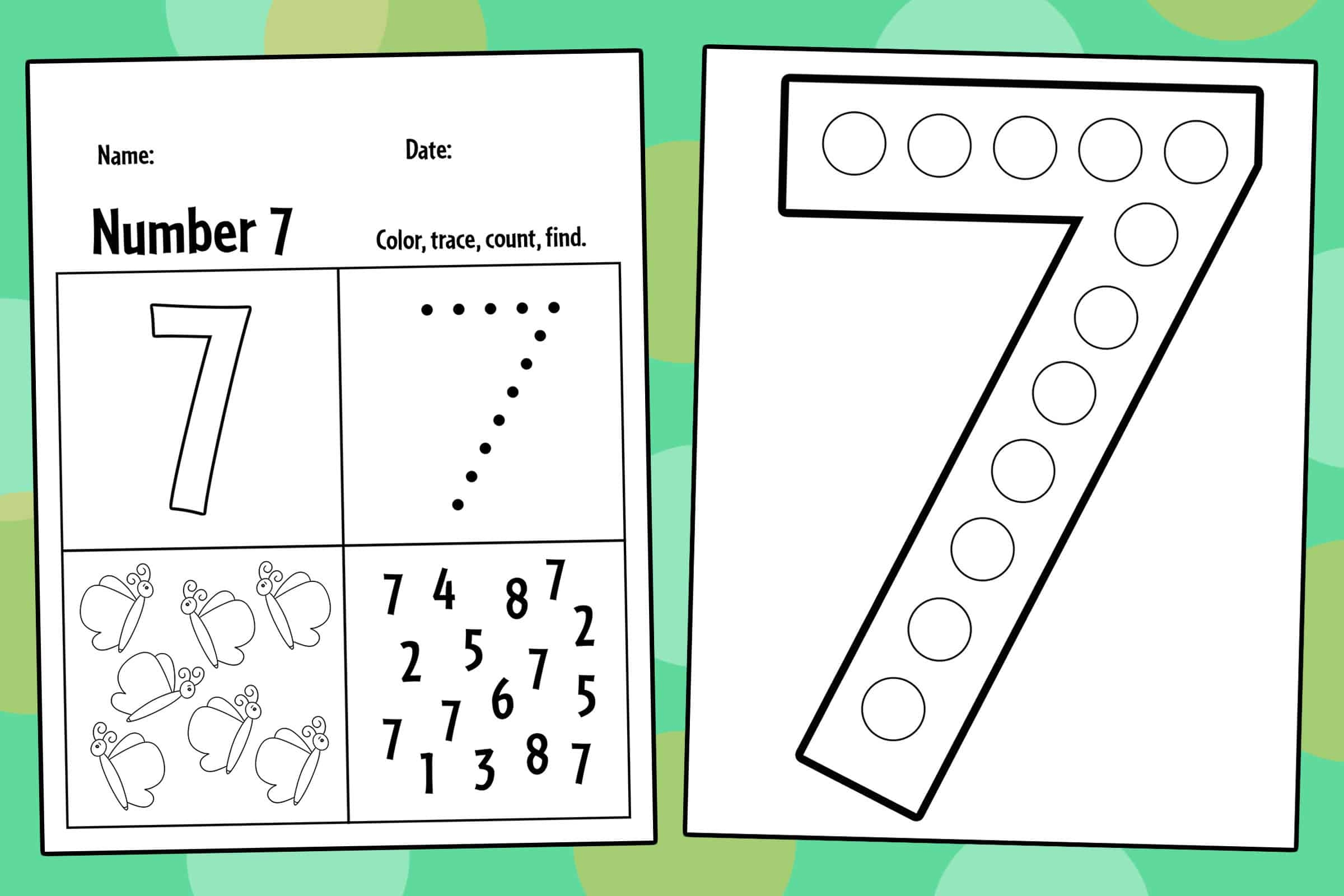 FREE Number 7 Worksheets For Preschool The Hollydog Blog Worksheets Library