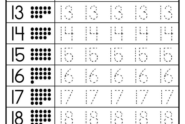 Traceable Number Worksheets 1 20