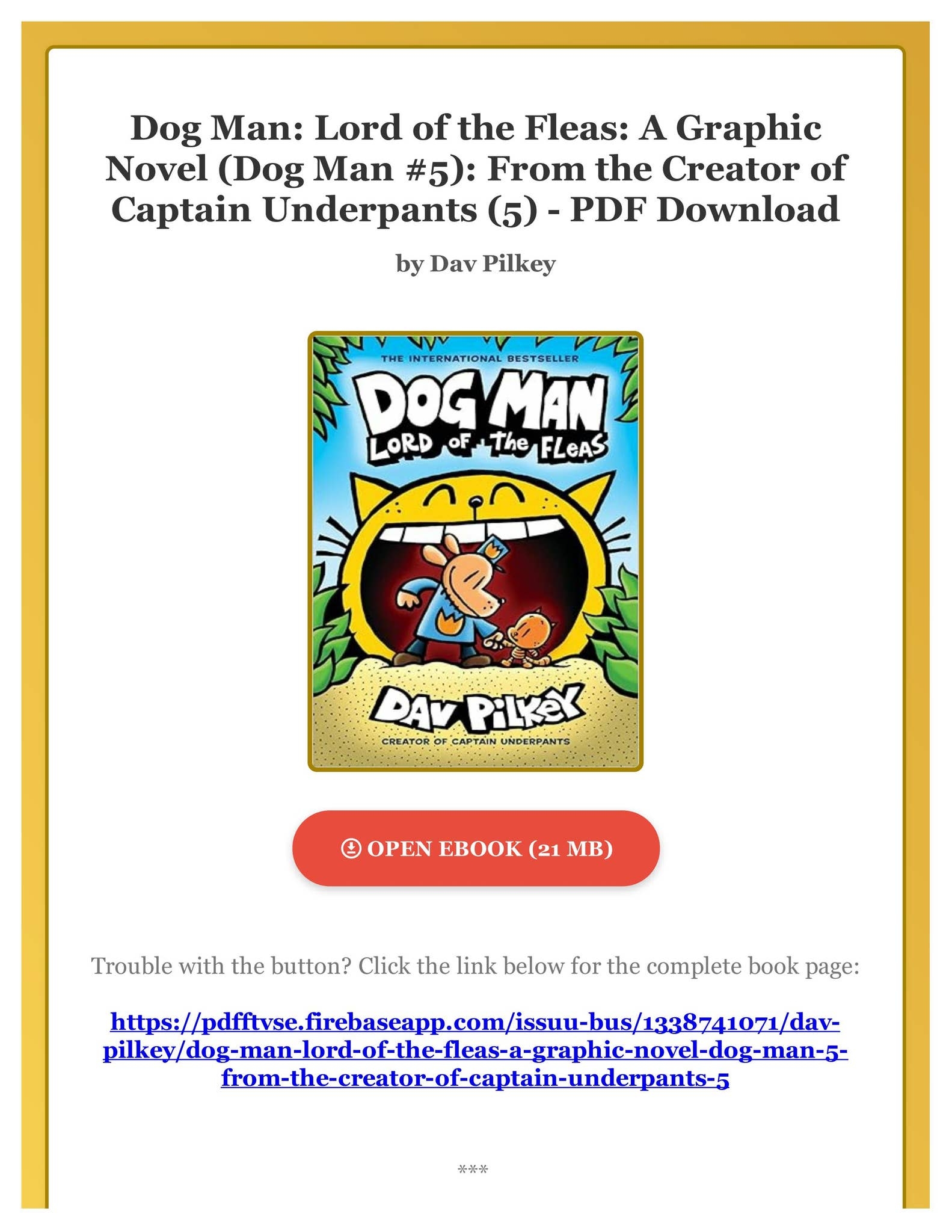 Free PDF Dog Man Lord Of The Fleas A Graphic Novel Dog Man 5 From The Creator Of Captain Under By LibbieSatterfieldlt Issuu Free PDF Dog Man Lord Of The Fleas A Graphic Novel Dog Man 5 From The Creator Of Captain Under By LibbieSatterfieldlt Issuu