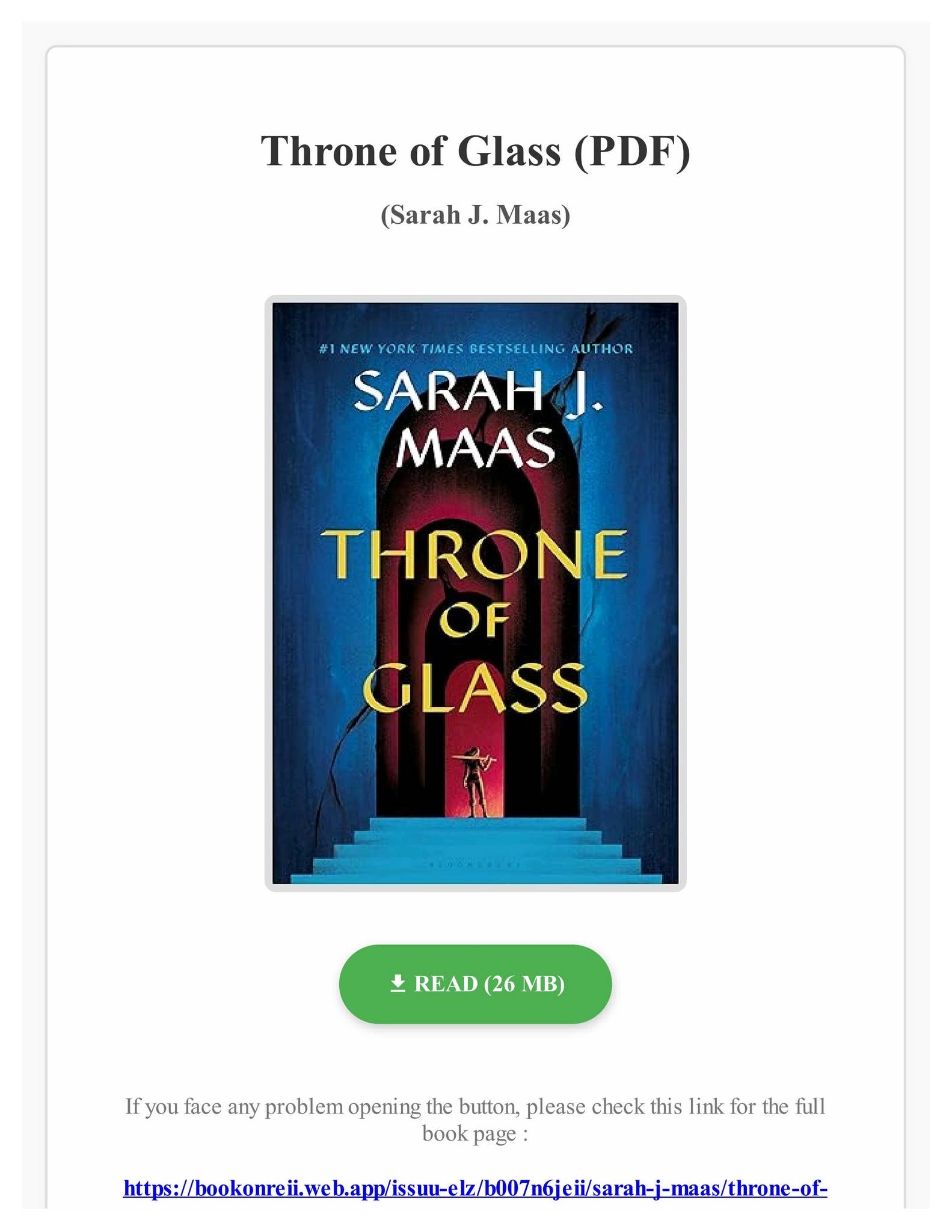 Free Pdf Throne Of Glass By Sarah J Maas By IsabelWaterswx Issuu