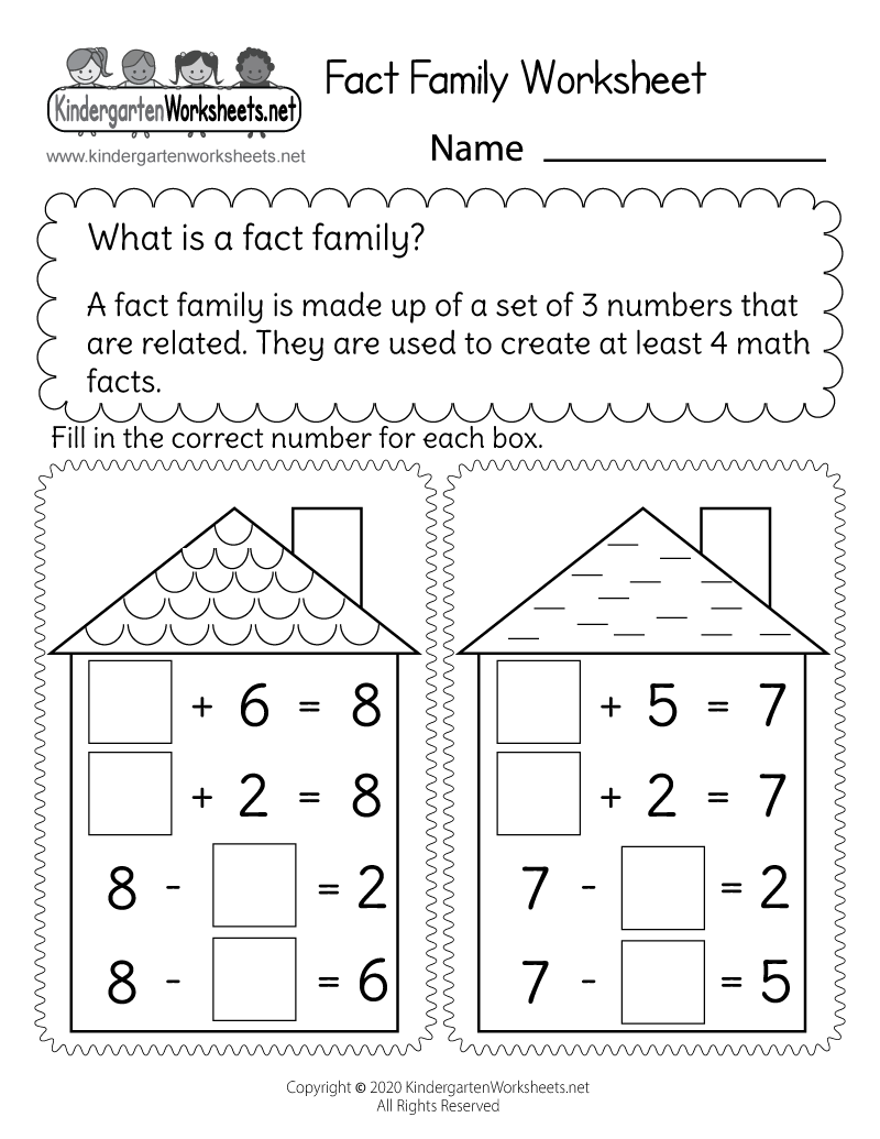 Free Printable Addition And Subtraction Fact Family Worksheet Free Printable Addition And Subtraction Fact Family Worksheet