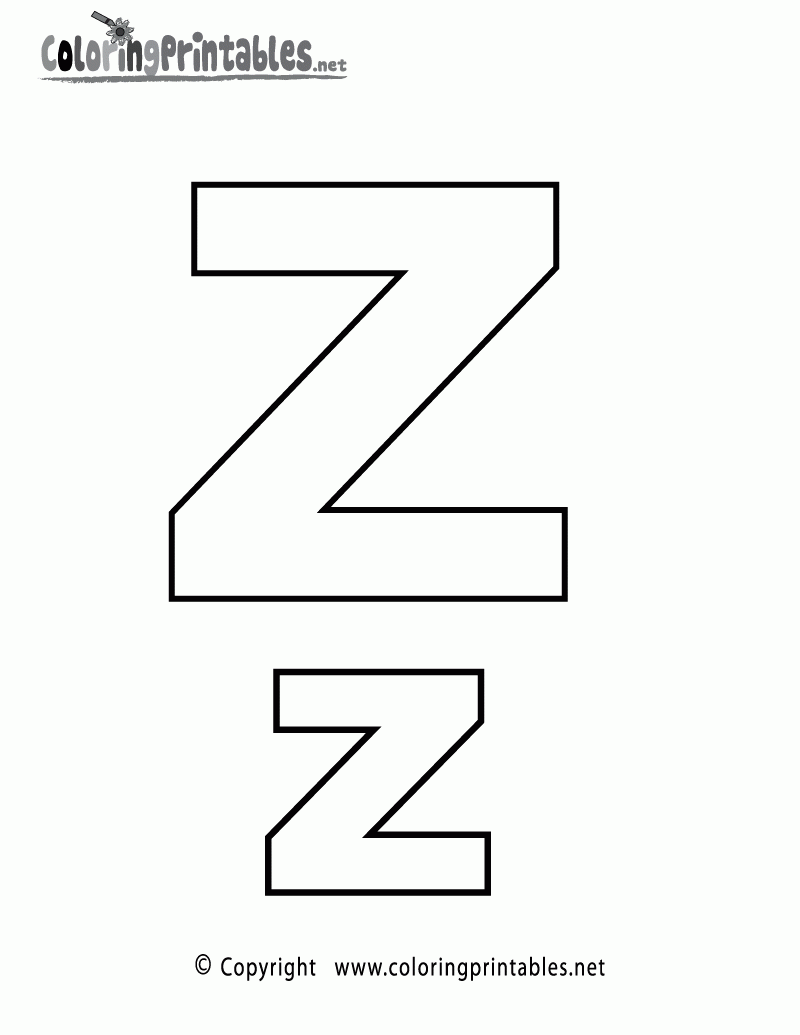 Free Printable Alphabet Letter Z Coloring Page