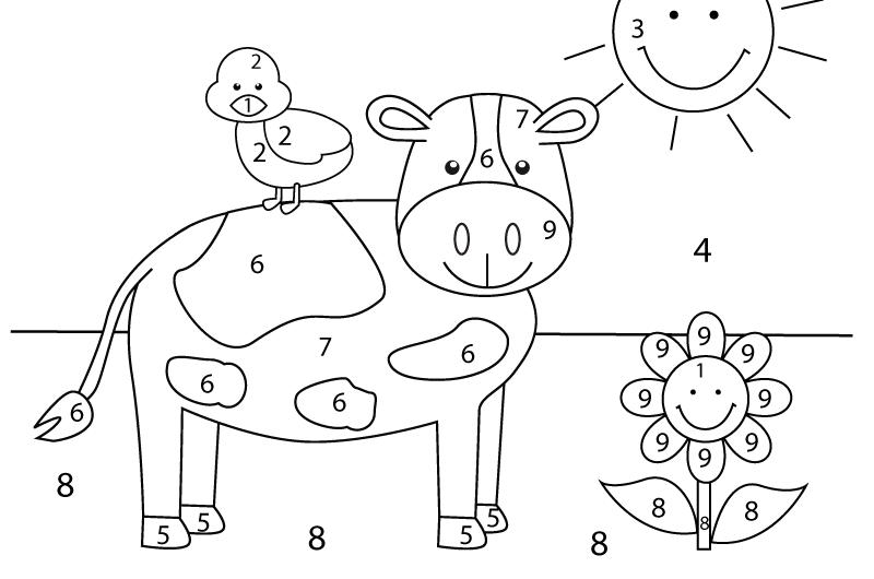 Color By Number For Kindergarten