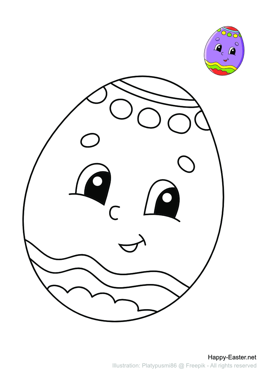 Free Printable Coloring Page Cartoon Painted Easter Egg