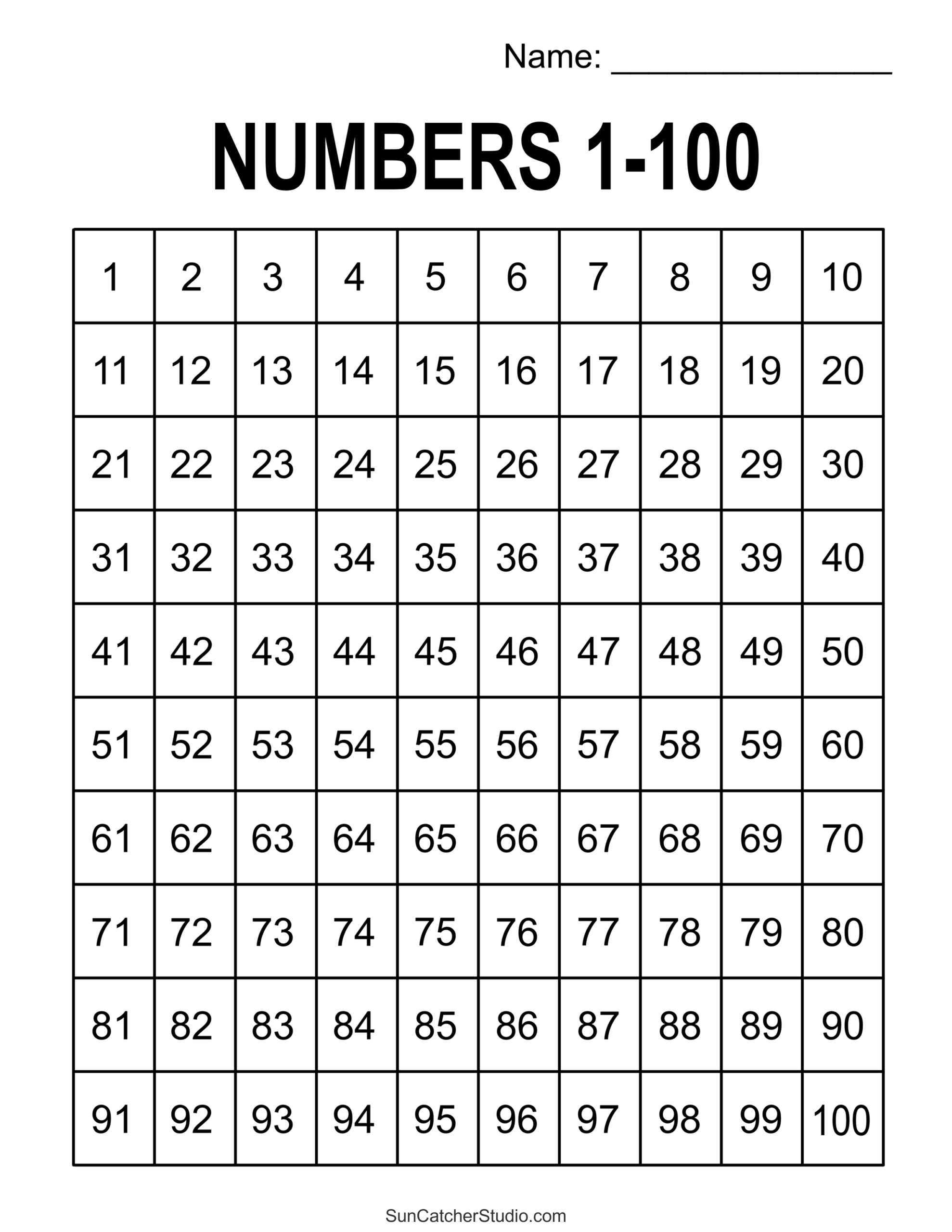 Free Printable Hundreds Charts Numbers 1 To 100 Free Printables Monograms Design Tools Patterns DIY Projects
