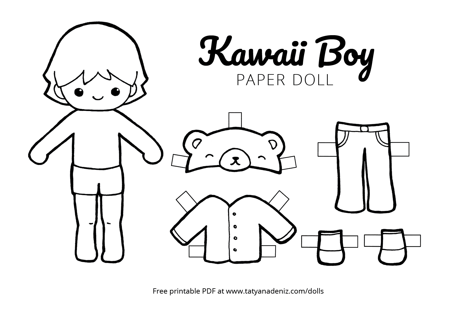 Free Printable Kawaii Paper Dolls Colouring Pages Free Printable Kawaii Paper Dolls Colouring Pages