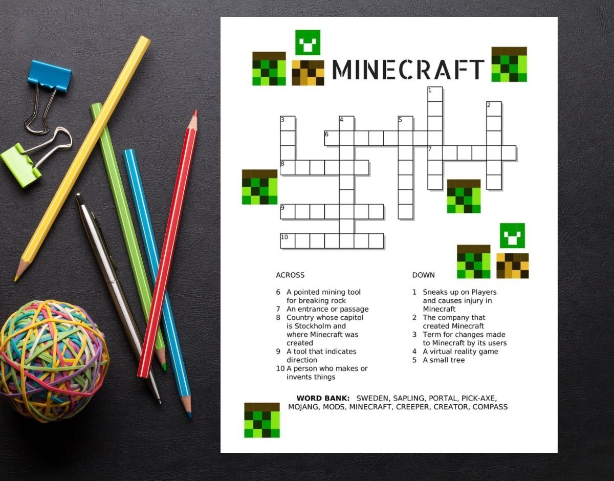 Free Printable Minecraft Crossword Puzzle Jinxy Kids Free Printable Minecraft Crossword Puzzle Jinxy Kids
