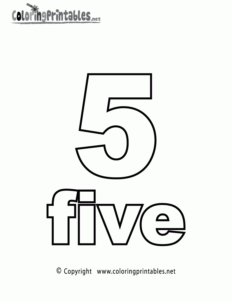 Free Printable Number Five Coloring Page