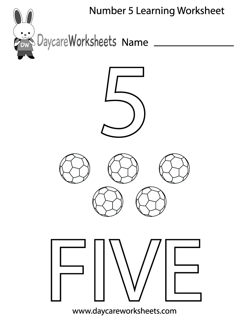 Free Printable Number Five Learning Worksheet For Preschool Free Printable Number Five Learning Worksheet For Preschool