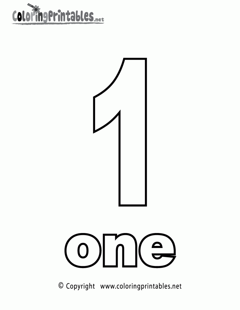 Free Printable Number One Coloring Page Free Printable Number One Coloring Page