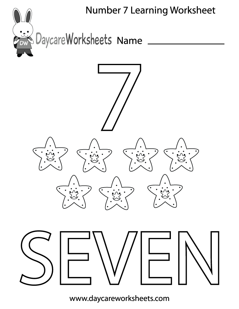 Free Printable Number Seven Learning Worksheet For Preschool Free Printable Number Seven Learning Worksheet For Preschool