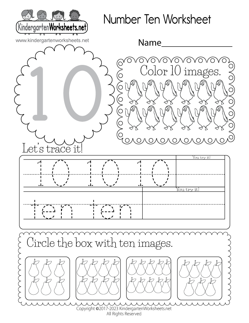 Free Printable Number Ten Worksheet Free Printable Number Ten Worksheet