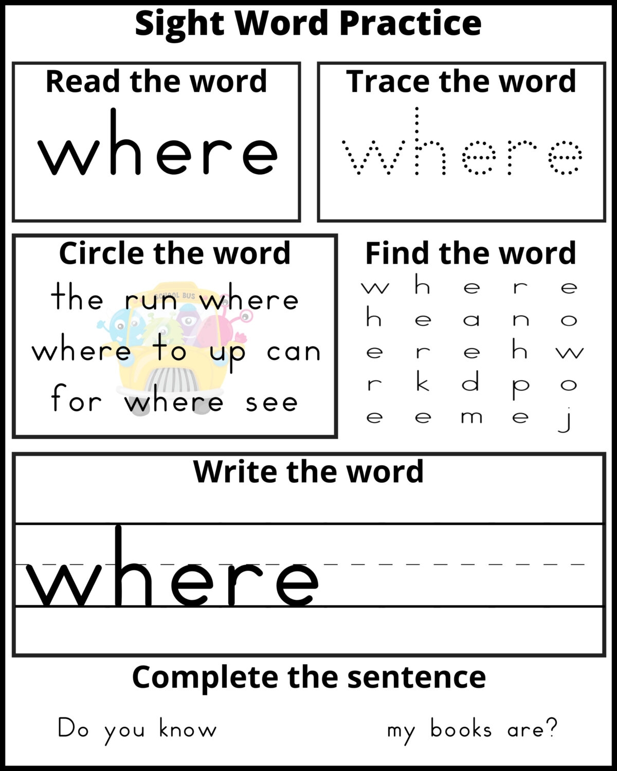 Free Printable Pre K Sight Word Practice Sheets Frugal Mom Eh Worksheets Library