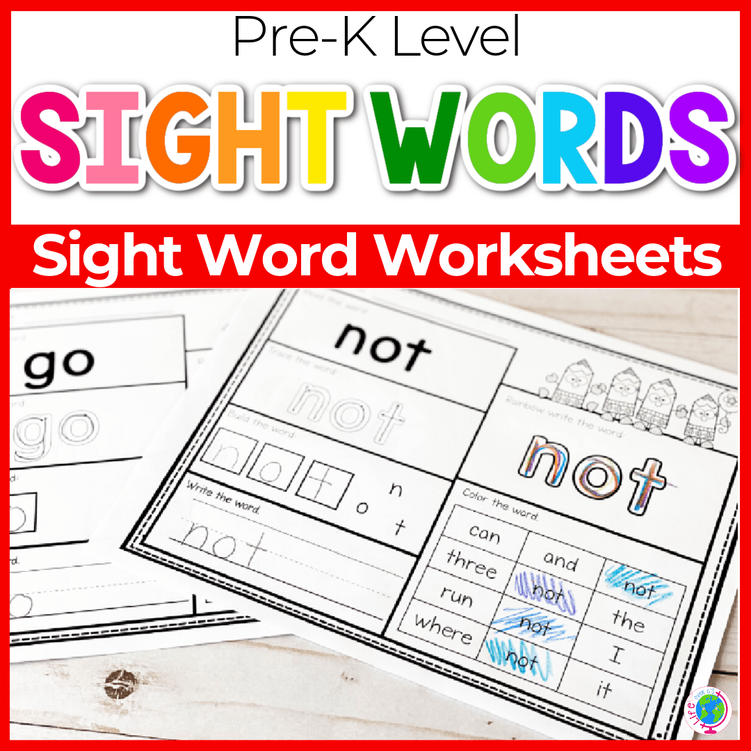 sight word worksheets for pre k