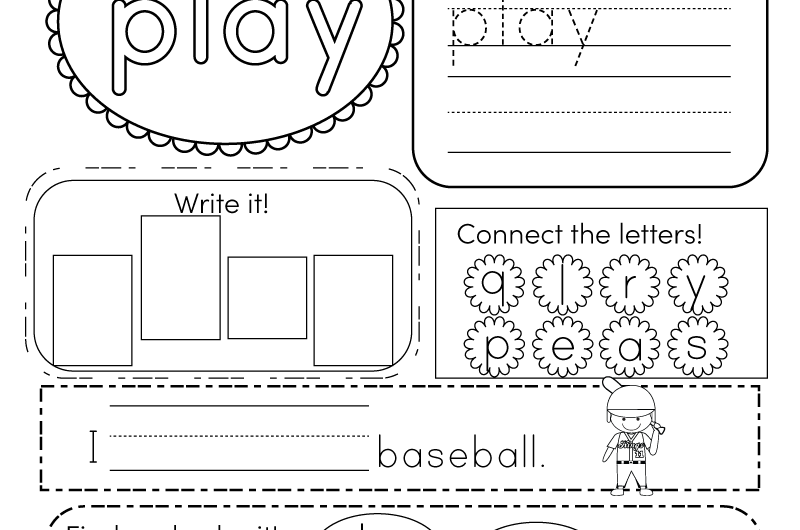 Sight Word Activity Sheets For Kindergarten