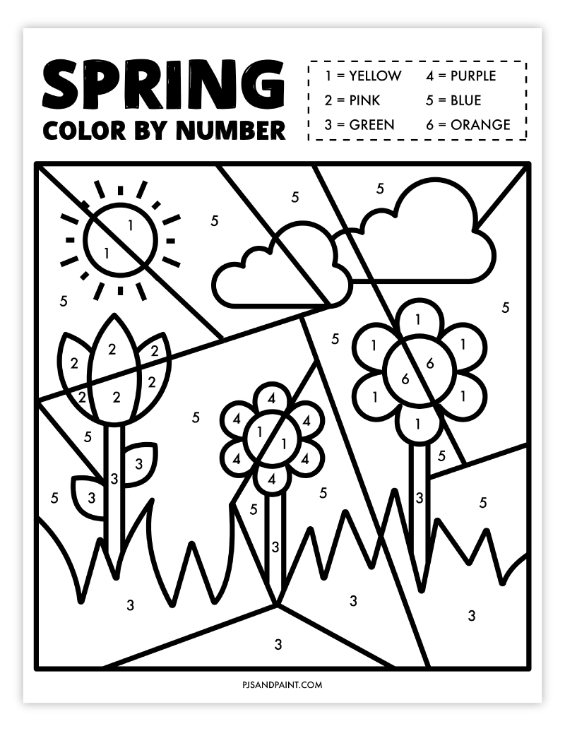 Free Printable Spring Color By Number Worksheet Pjs And Paint Free Printable Spring Color By Number Worksheet Pjs And Paint