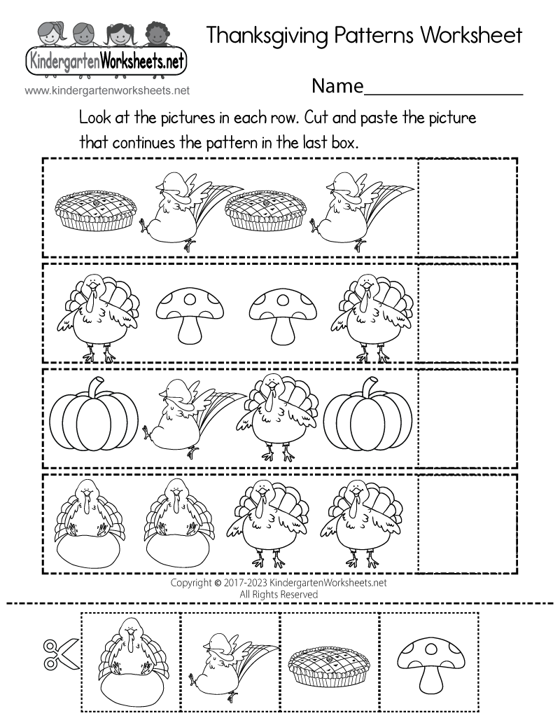 Free Printable Thanksgiving Patterns Worksheet Free Printable Thanksgiving Patterns Worksheet
