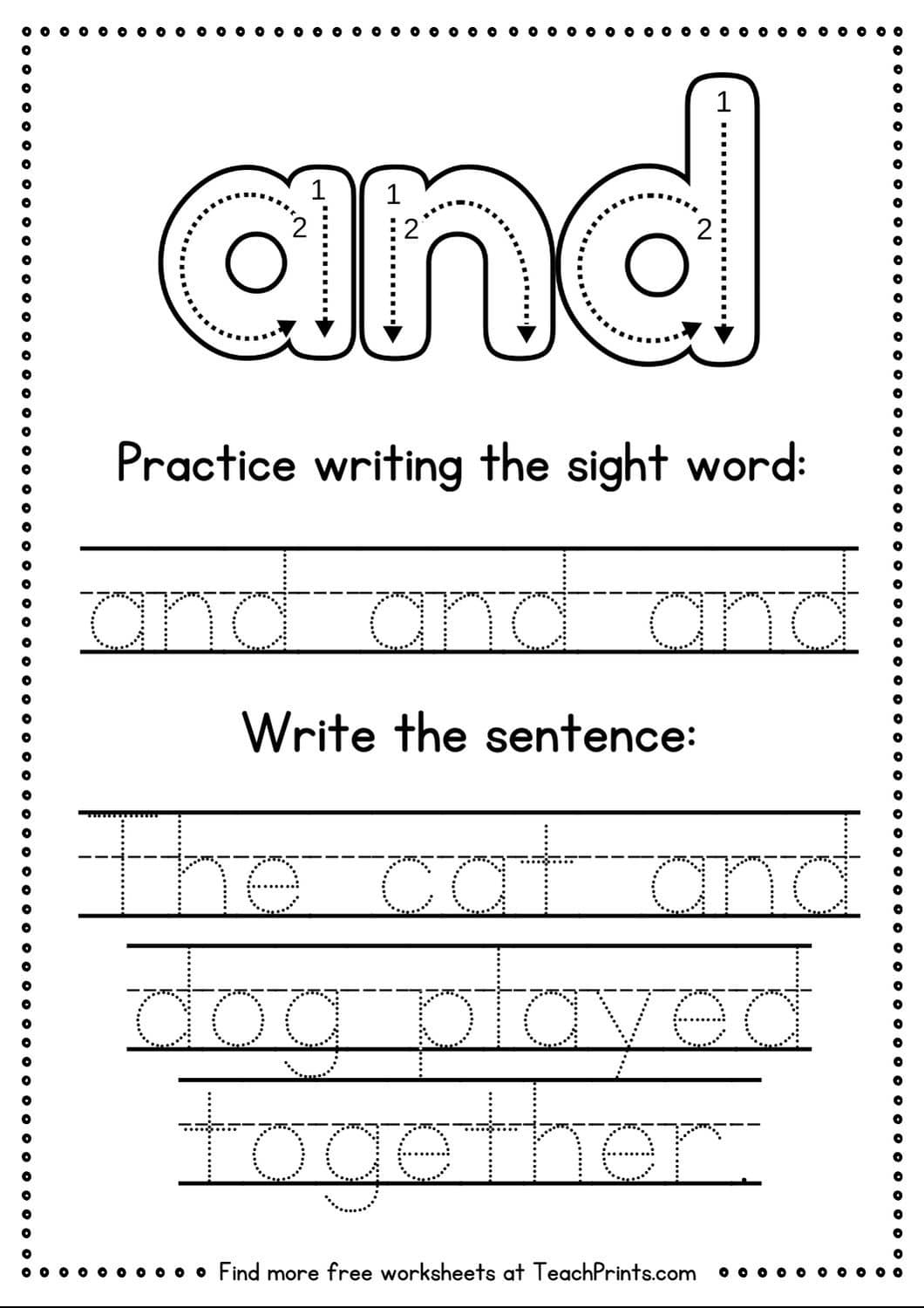 Free Sight Word And Worksheets Teach Prints Free Sight Word And Worksheets Teach Prints