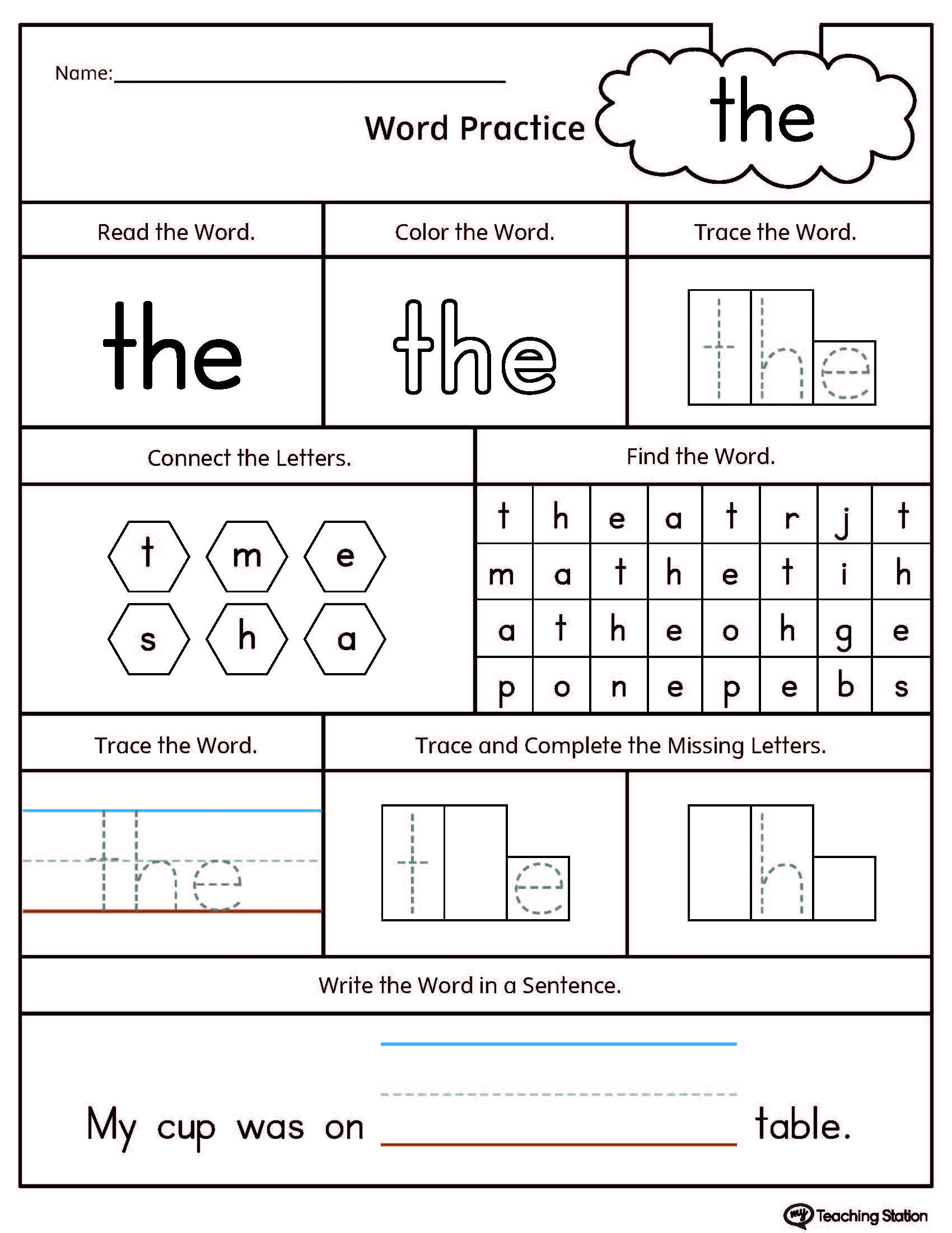 FREE Sight Word The Printable Worksheet MyTeachingStation Worksheets Library FREE Sight Word The Printable Worksheet MyTeachingStation Worksheets Library