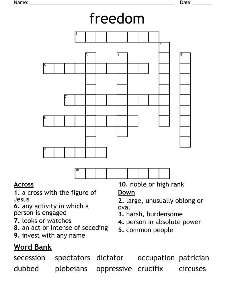 Freedom Crossword WordMint Freedom Crossword WordMint