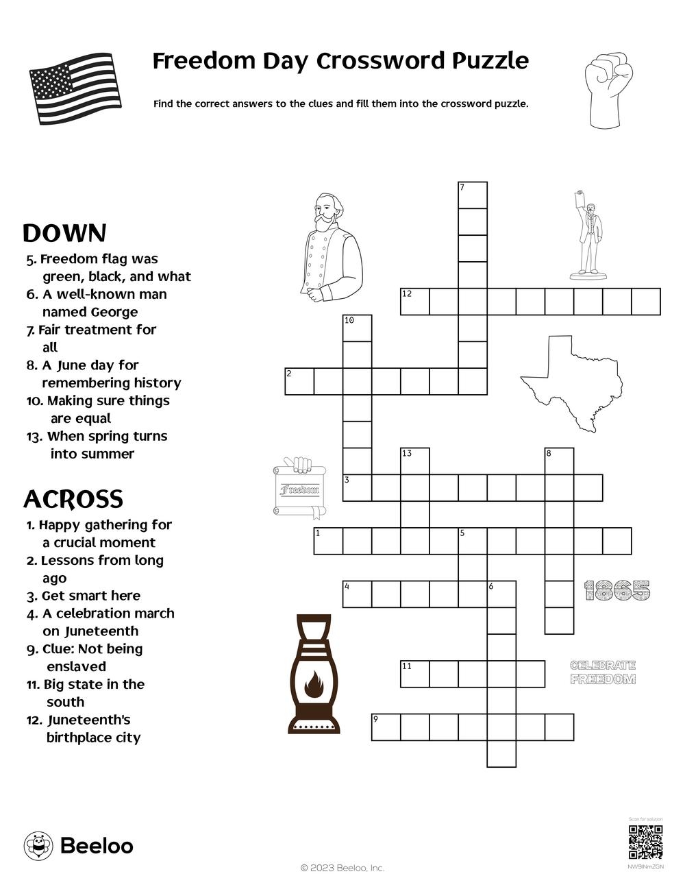 Freedom Day Crossword Puzzle Beeloo Printable Crafts And Activities For Kids Freedom Day Crossword Puzzle Beeloo Printable Crafts And Activities For Kids
