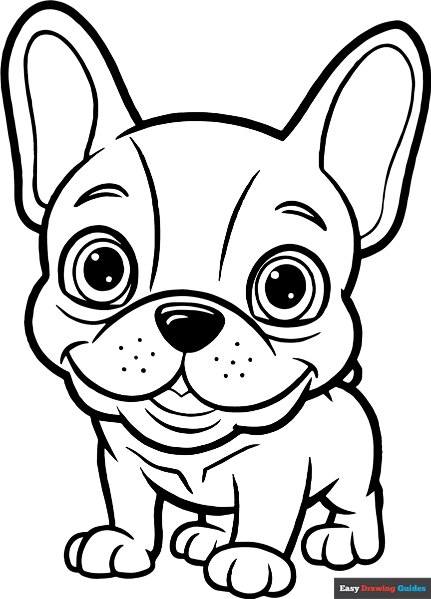 French Bulldog Puppy Looking Coloring Page Easy Drawing Guides French Bulldog Puppy Looking Coloring Page Easy Drawing Guides