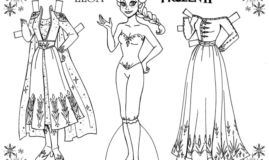 Printable Paper Dress Kit Coloring Elsa